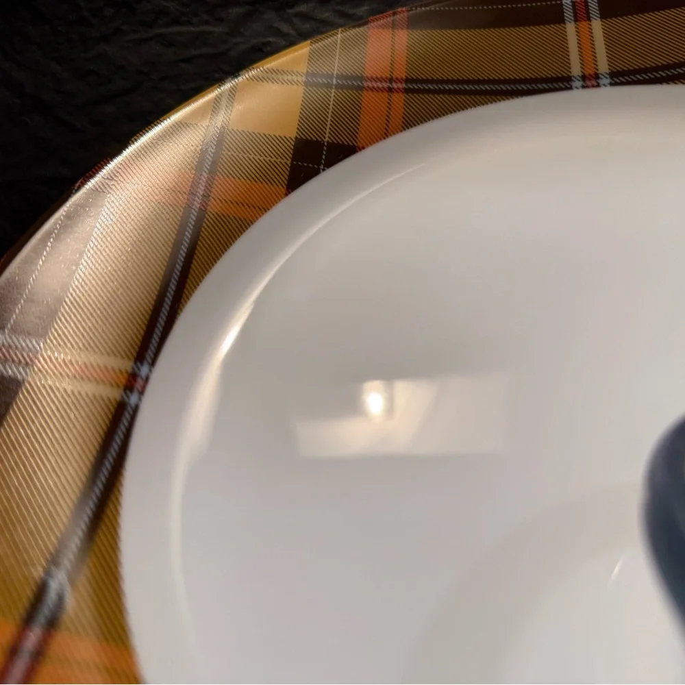 LAST ONE! New Williams Sonoma Autumn/Harvest Plaid Dinner Plate, 10 5/8”